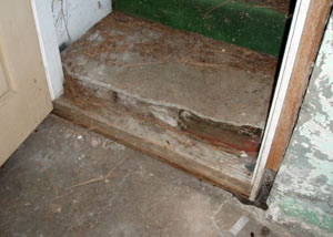 A flooded basement in Agassiz where water entered through the hatchway door