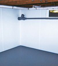Plastic basement wall panels installed in a Port Coquitlam, British Columbia home