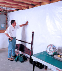Plastic 20-mil vapor barrier for dirt basements, Port Coquitlam, British Columbia installation